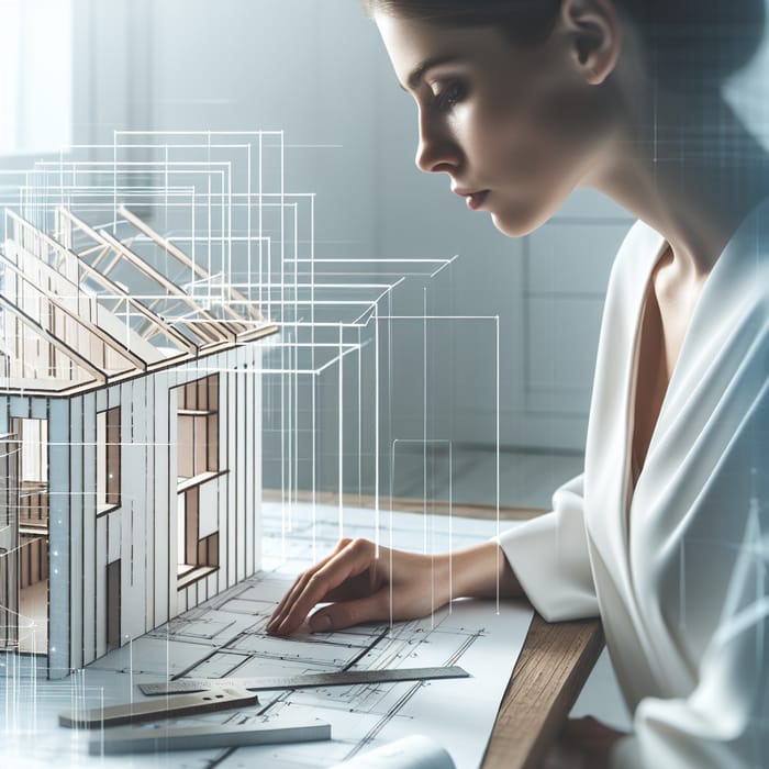 Abstract Female Architect Examines Structure Model | Instagram Profile Photo
