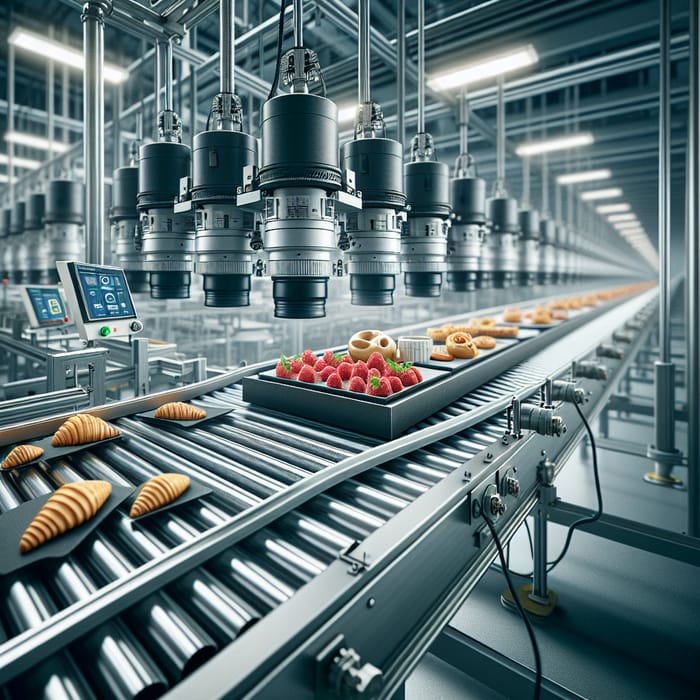 Efficient Food Conveyor System: Industrial Machine Vision Solutions