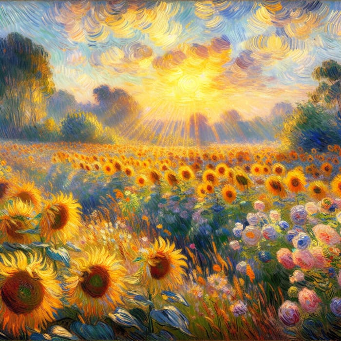 Sunflower Field Impressionist Art