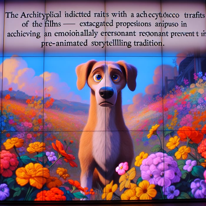 Realistic Dog with Floral Disney-style Background