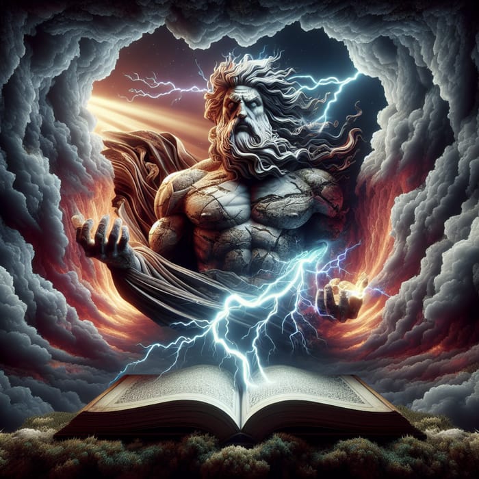 Zeus in Ancient Greek Myth: Muscular Figure with Lightning