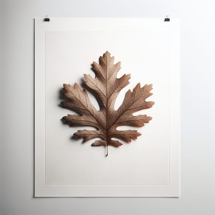 Stunning Photorealistic Oak Leaf on White Paper