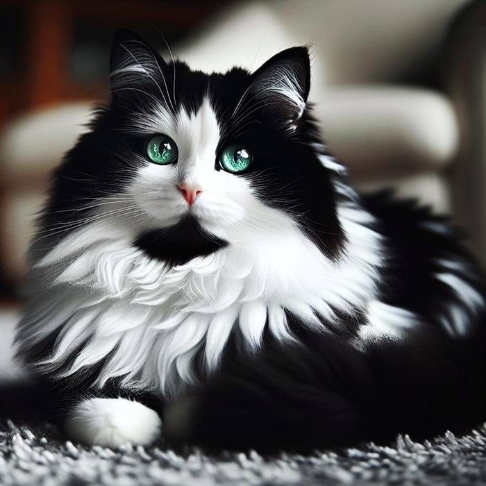 Beautiful Black and White Cat - Captivating Contrast