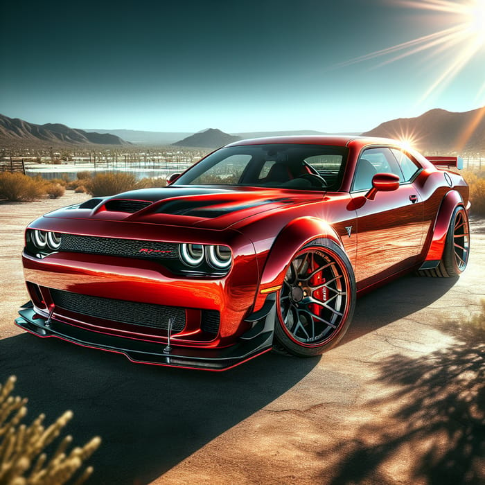Muscular Hellcat Car | Fiery Red Design