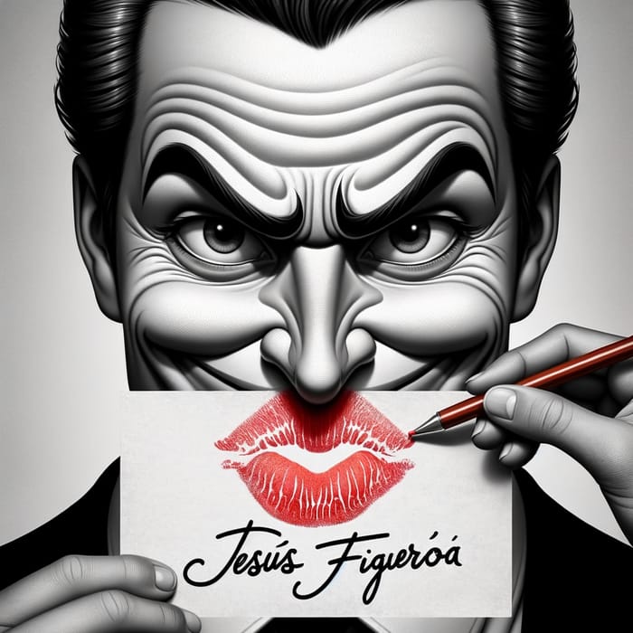Playful Smirk: Joker Kissed Paper with Jesús Figueroa's Name