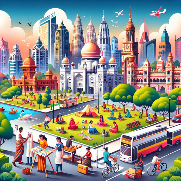 Diverse Cityscape Full of Majestic Landmarks and Parks