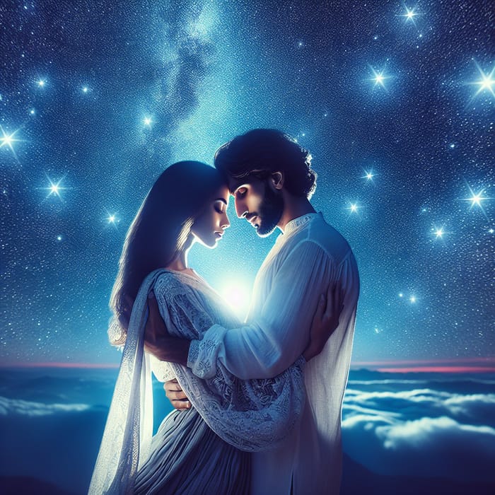 Celestial Love: Luminous Embrace Under the Stars