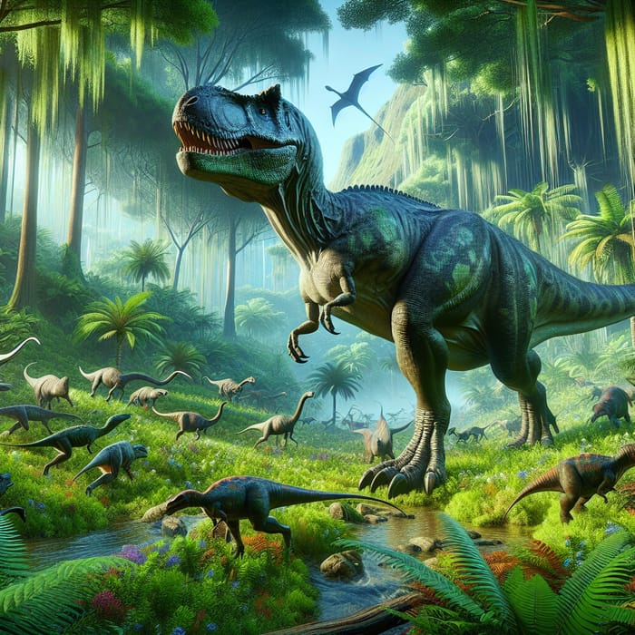 Majestic Dinosaur in Tropical Forest - Prehistoric Scene
