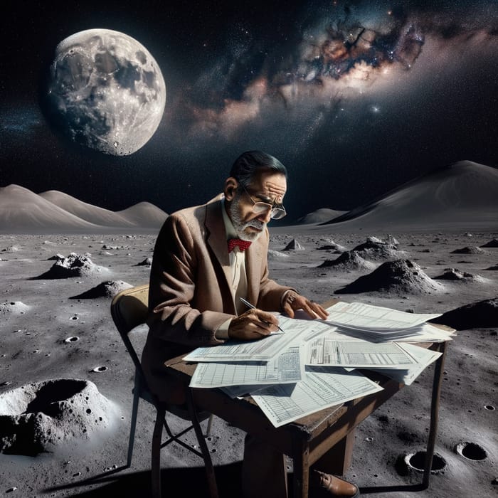 Cuban Man Doing Taxes on the Moon - Focused Task | Website