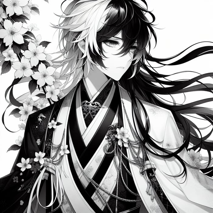 Black and White Hair Anime Boy | Determined Character in Royally Designed Cloak