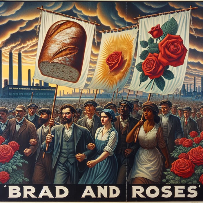 Empowering Bread and Roses Movement Poster Art
