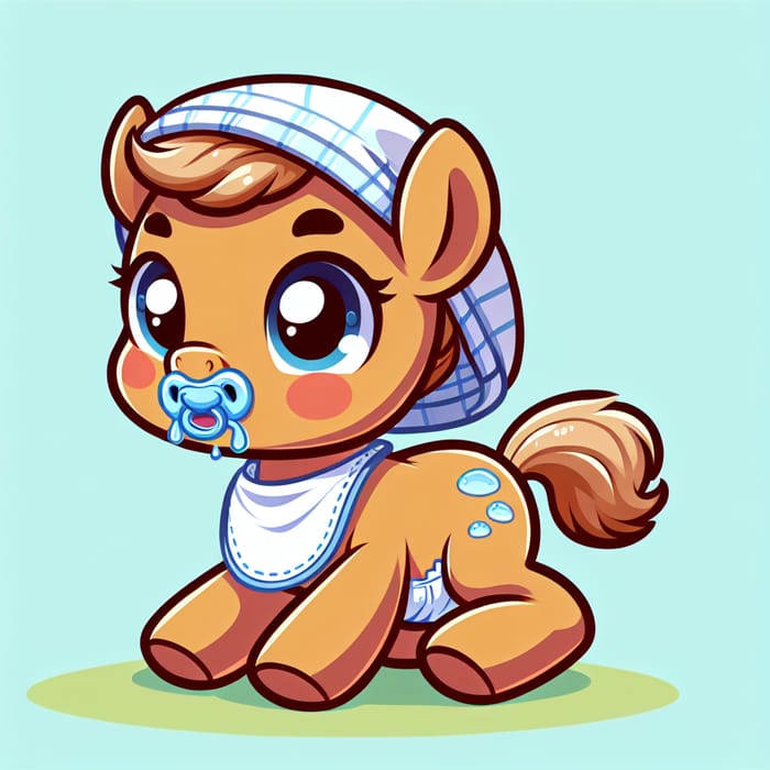 Cute Baby Pony in Diapers | Newborn Cartoon Character