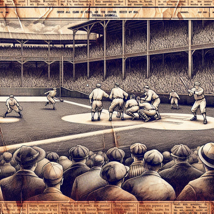 Vintage Negro League Baseball Newspaper Illustration - Historic Game Scene