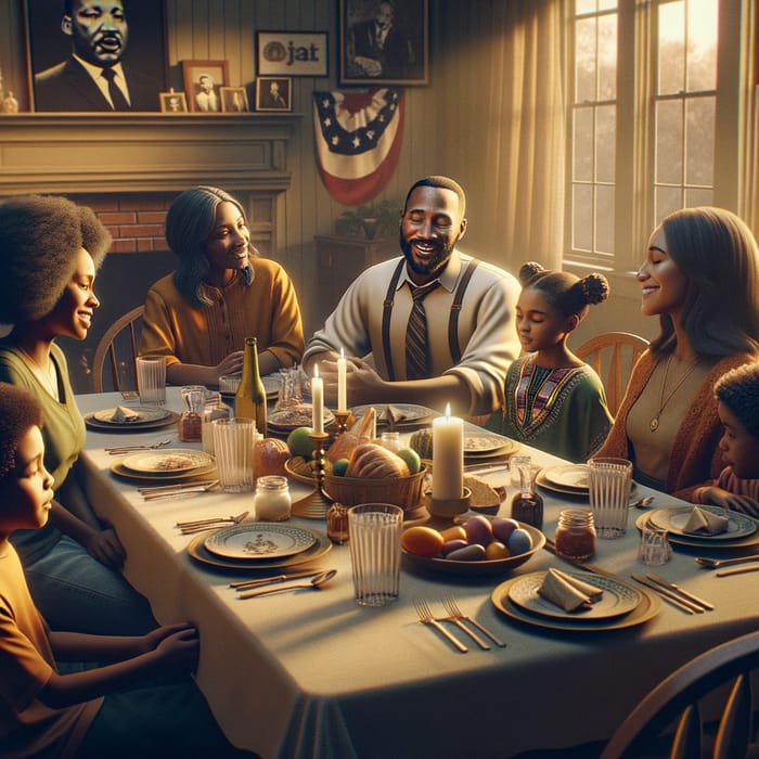 8k Realistic Family Celebrating MLK Jr.'s Birthday with Civil Rights Knowledge