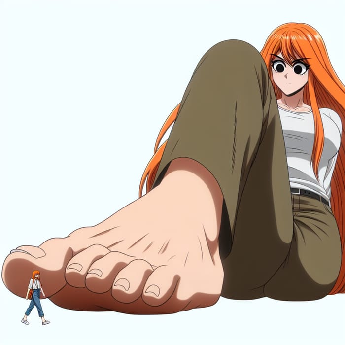 Nami Giantess Crushes Person with Her Feet Manga Scene