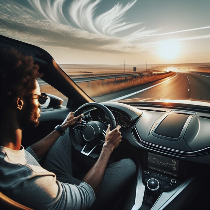 Man Speeding in Silver Car on Highway | Thrilling Drive Scene