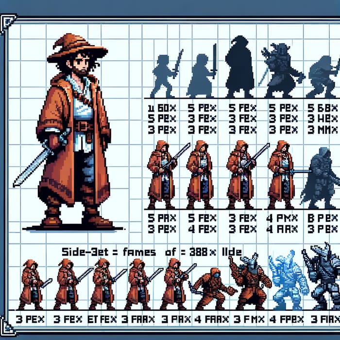 Pixel Art Dungeon & Dragons Character Sprite Sheet | RPG Frames