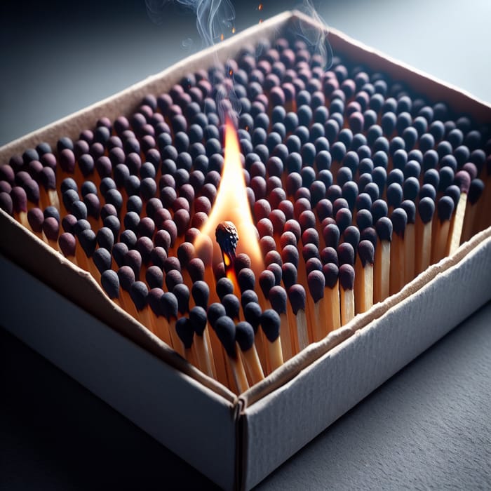 Image: Matches Box with Burning Plastic - High-Risk Situation
