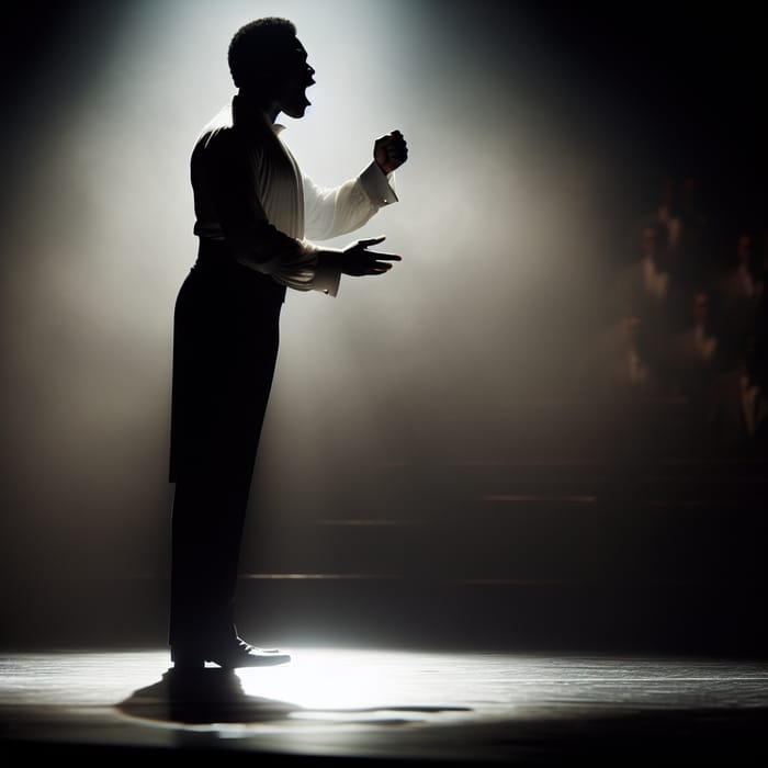 Dramatic African American Male Opera Singer Silhouette