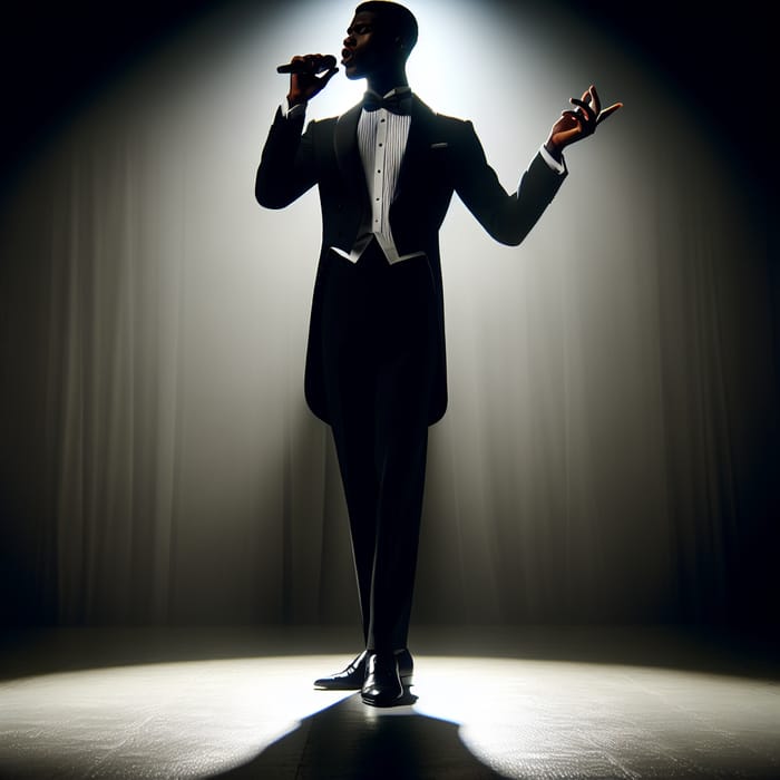 African American Male Opera Singer Silhouette | Intense Performance