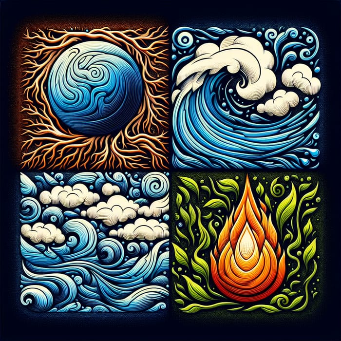 Primal Element Media: Earth, Water, Air, Fire - Conceptual Design