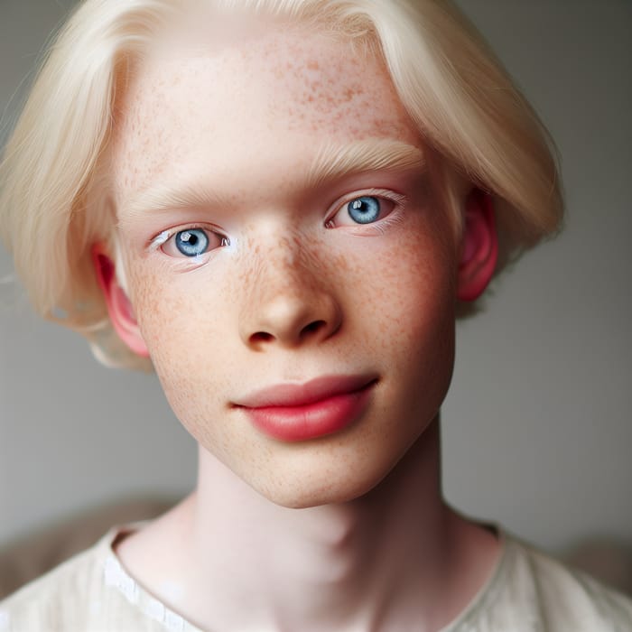 Blue Eyed Albino Portrait | Light Blonde Hair & Sparkling Eyes