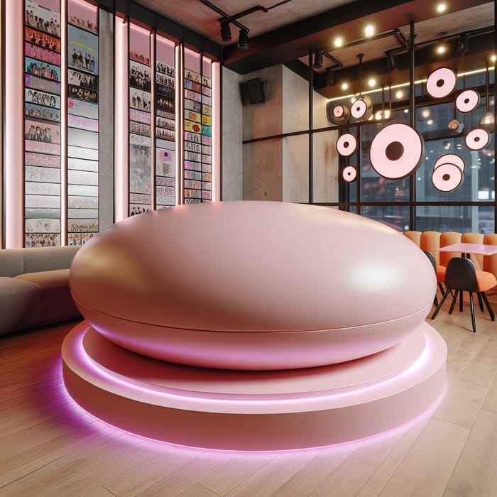 Modern Pink Oval Trunk for 8 in K-Pop Cafe - 3D Render