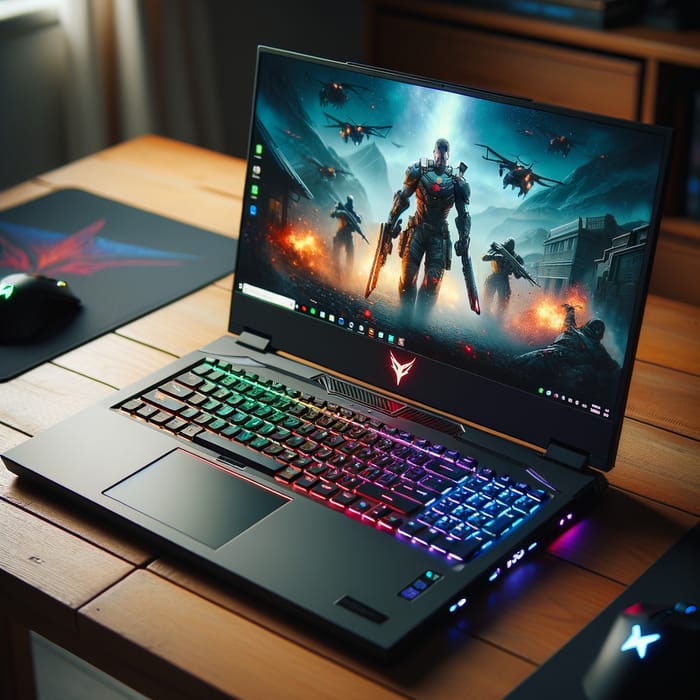 Futuristic Gaming Laptop with Dragon Logo - Multicolor LED Lights