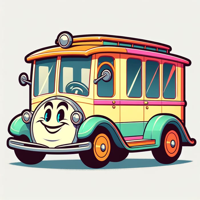 Vintage Pixar-Style Passenger Truck Illustration