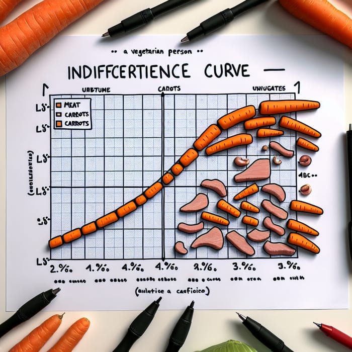 Meat and Carrots Indifference Curve for Neutral Vegetarian
