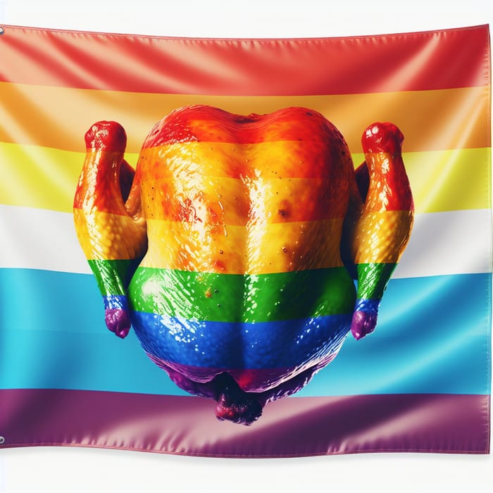 Rainbow Roast Chicken Flag - Vibrant Roast Delight Rainbow Roast Chicken Flag - Vibrant Roast Delight