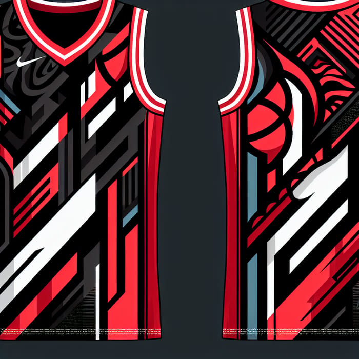 Black and Red Abstract Basketball Jersey Designs - NBA Concept
