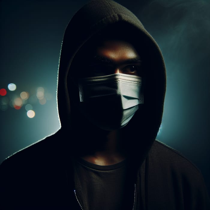 Masked Man Silhouette on Dark Background