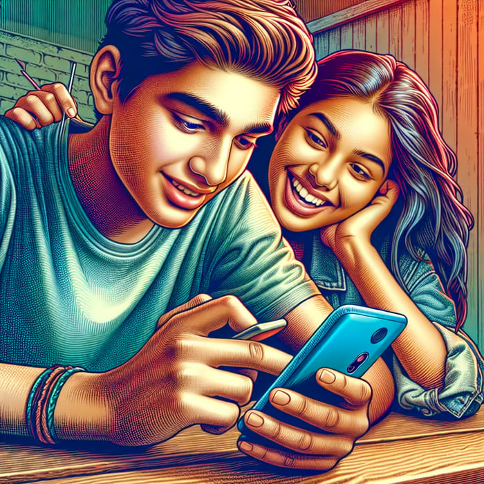 Late Teen Friends Engrossed in Online Chat | Fun & Lively Interaction