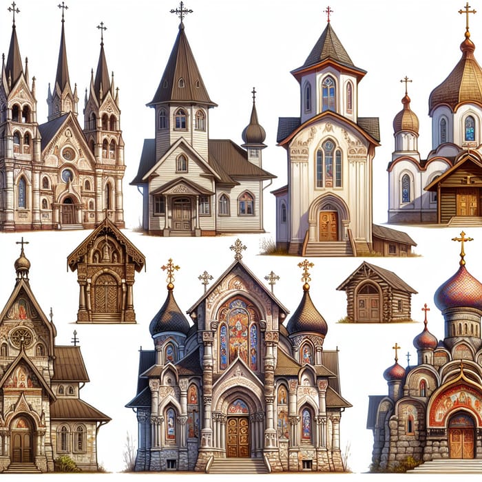 Traditional Churches - Gothic, American, Ethiopian, Russian, South Asian