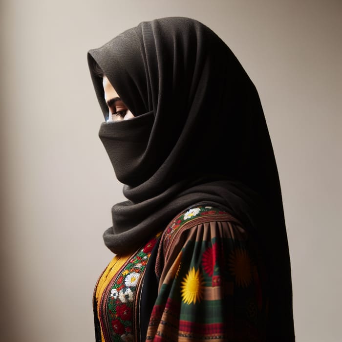 Enigmatic Kurdish Hijabi | Side Profile in Traditional Attire
