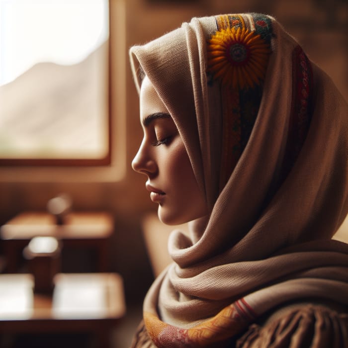 Tranquil Kurdish Hijabi in Serene Setting