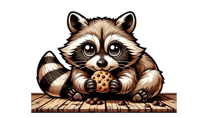 Playful Raccoon Munching on Chocolate Chip Cookie | AI Art Generator ...