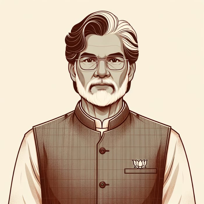 Indian Male Politician - Traditional Attire Illustration