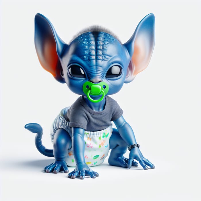 Cute One-Month-Old Experiment 626 in Stylish Diapers