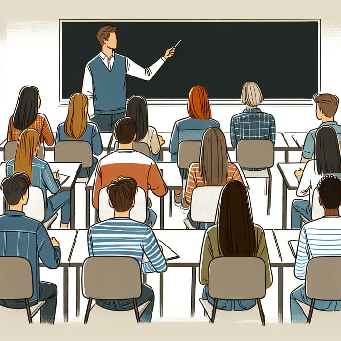 Diverse Classroom: Instructor Teaching at Blackboard