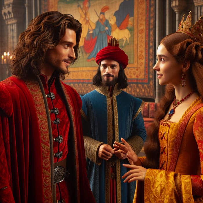 Royal Conversation of Red, Blue Princes and Yellow Princess