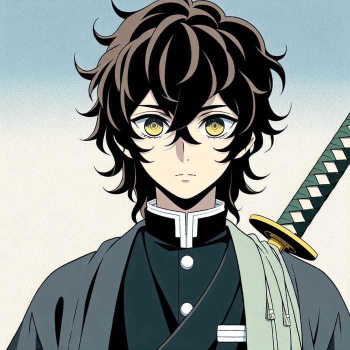 Muichirou: Anime Ghost Slayer with Wavy Black Hair and Two-Tone Eyes