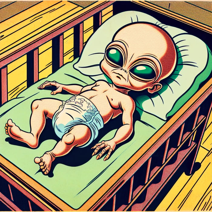 Babyfier 151 Experiment Sleeping in Crib - Cartoon Character Illustration