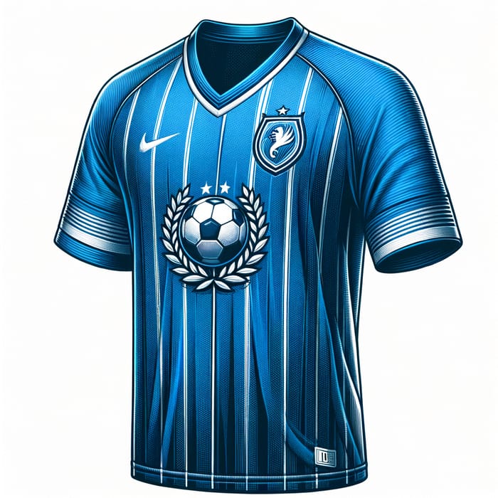 Detailed Blue Soccer Jersey with White Stripes