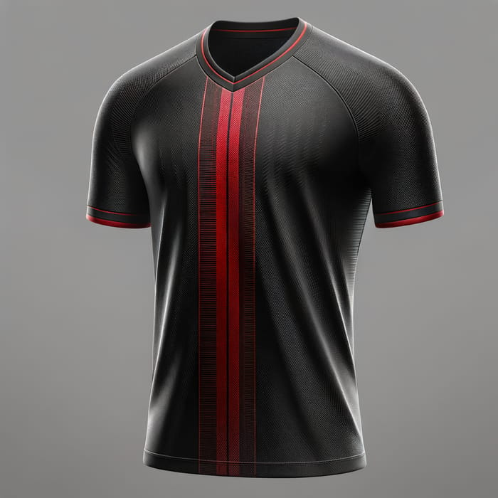 Athletic Black Soccer Jersey with Bold Dark Red Accents
