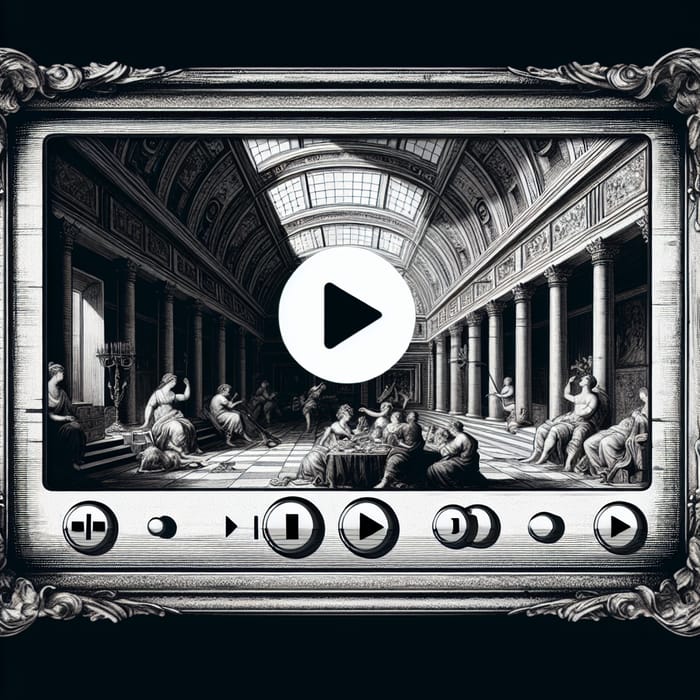 Vintage Black-and-White Video Player Interface: Interior Details