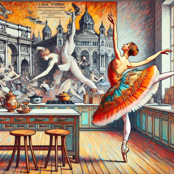 Russian Ballerina Poster with Vibrant Colors and Elegant Pose