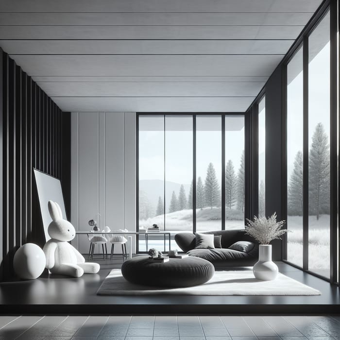 Stylish Minimalist Interior in Black & White