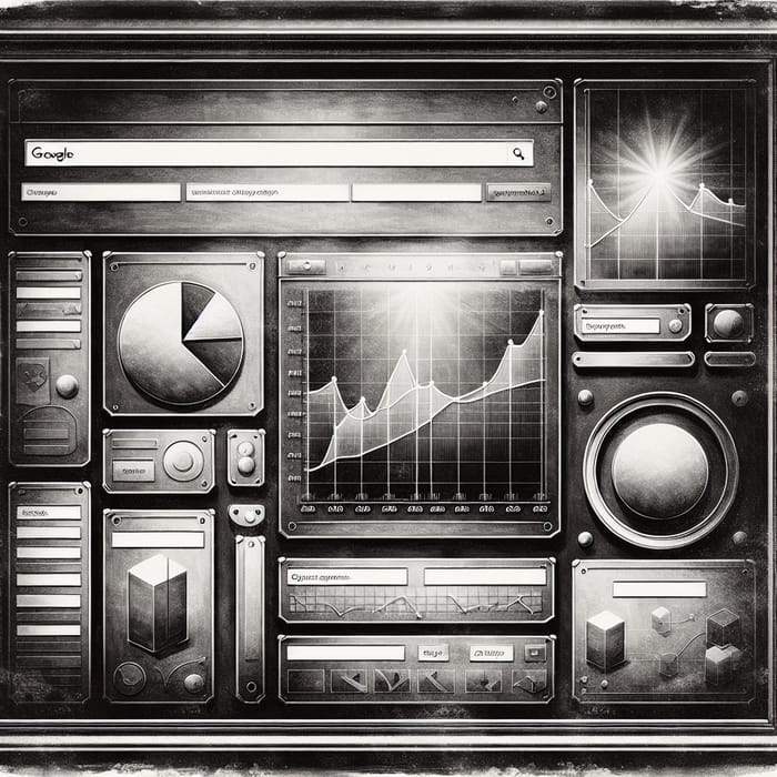 Vintage Black & White Poster with Google Analytics Interface